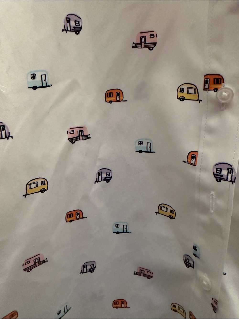 Lands End No Iron Supima Cotton Sleeveless Camper Print Button Down Shirt  2 - Picture 4 of 5